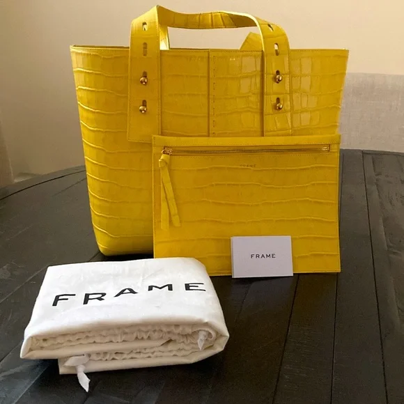 FRAME Les Second Embossed Leather Tote - Picture 1 of 16